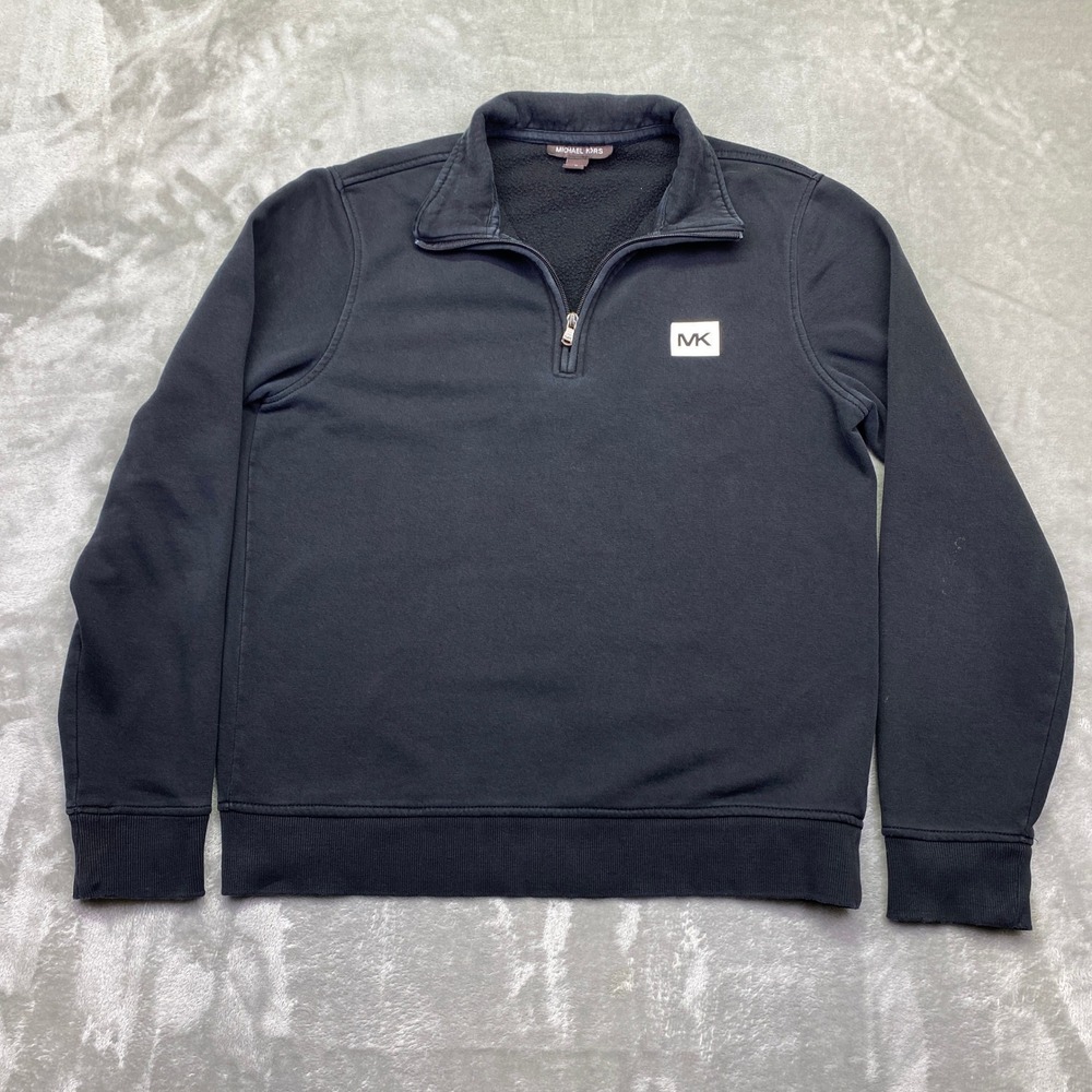 Michael Kors Mens Black MK Logo‎ 1/4 Zip Pullover Sweatshirt Size M Grunge